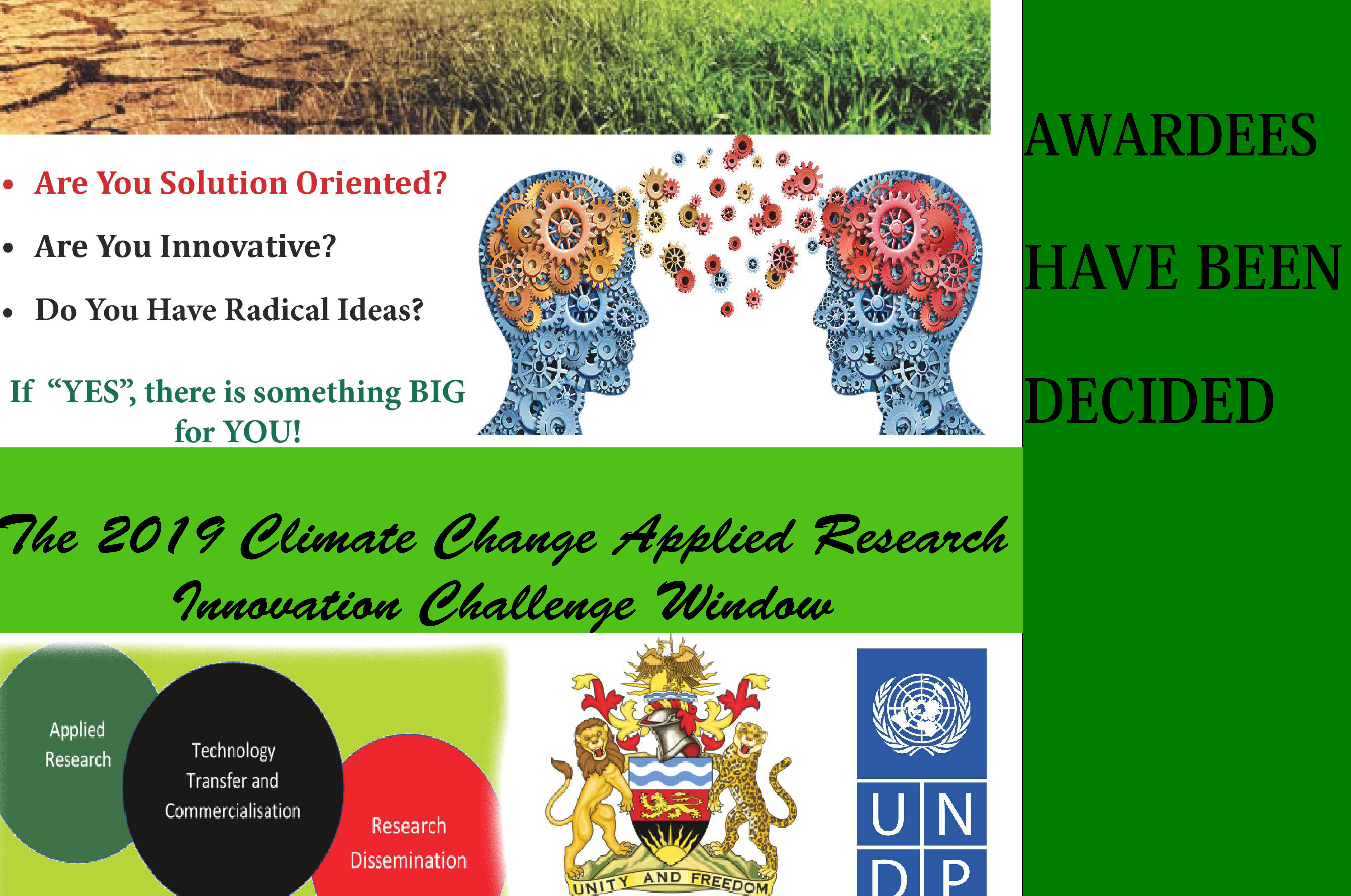 RESULTS OF THE 2019/2020 CLIMATE CHANGE APPLIED RESEARCH INNOVATION CHALLENGE ARE OUT